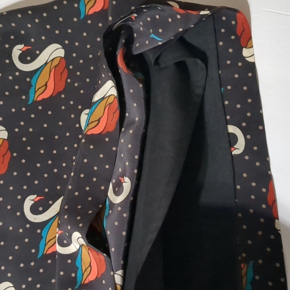 Fossil Silk Shift Brown Dress Swan Polka Dot Size XS - Picture 4 of 12